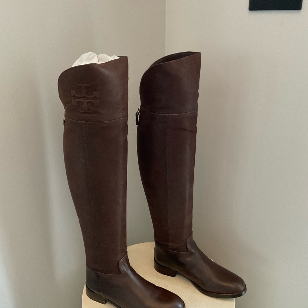 Tory Burch Simone Over the Knee Leather Boots - Vintage Buffalo (Dk Chocolate)